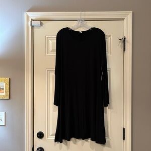 Black Long Sleeve Swing Dress - Women XL